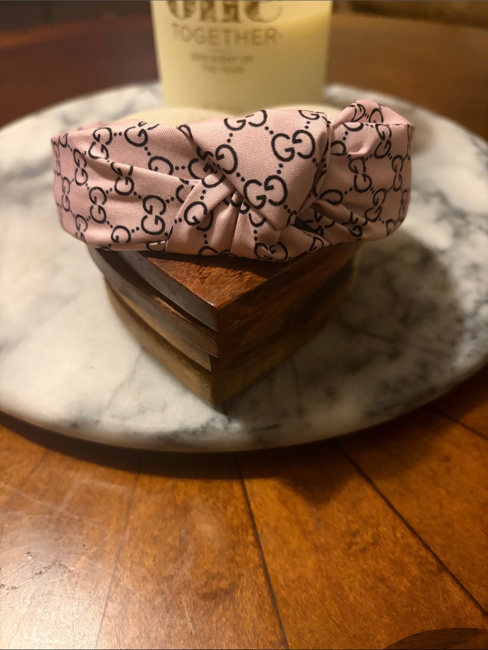 Pink and black Gucci headband